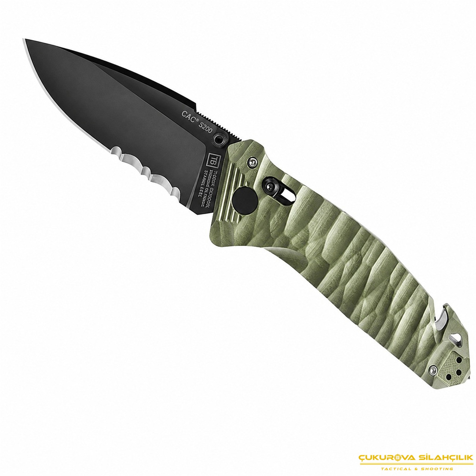TB Outdoor CAC S200 G10 Saplı Serrated Çakı Siyah