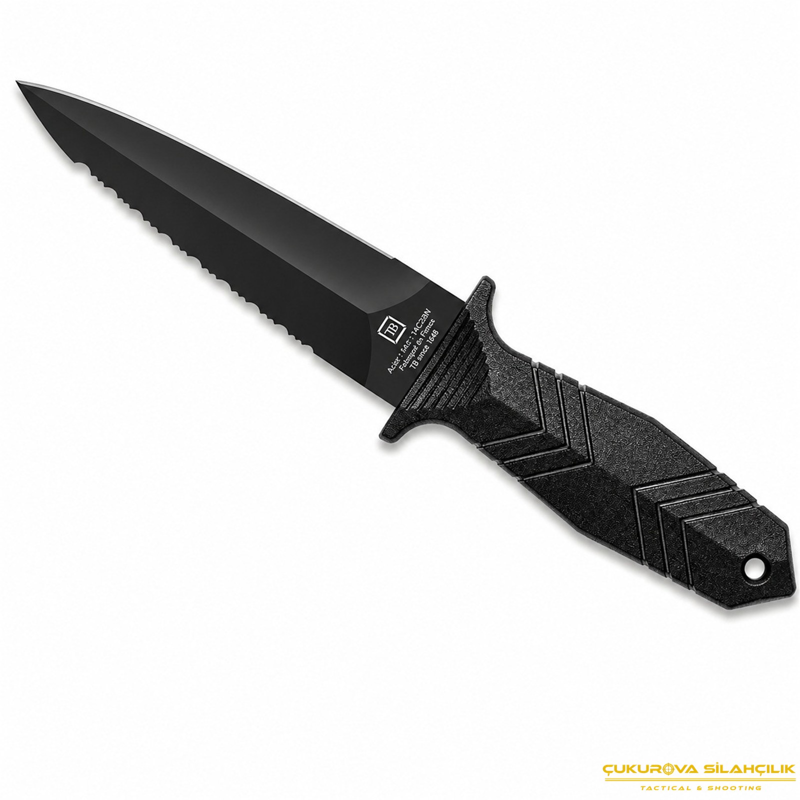 TB Outdoor Protecteur PA6 Saplı Siyah Serrated Bıçak Siyah