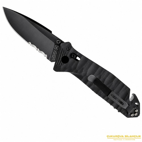 TB Outdoor CAC G10 Saplı Tirbüşonlu Serrated Çakı Siyah