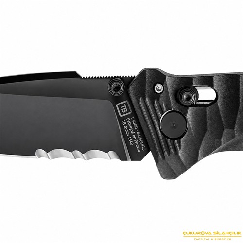 TB Outdoor CAC G10 Saplı Tirbüşonlu Serrated Çakı Siyah