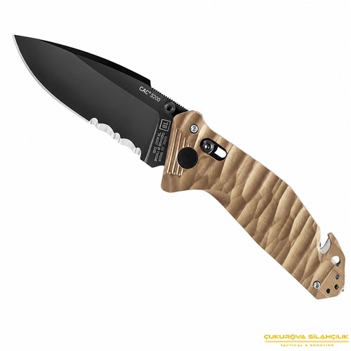 TB Outdoor CAC S200 PA6 Saplı Serrated Çakı Kahverengi
