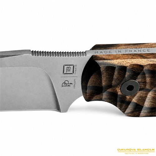 TB Outdoor Commendeur Ziricote Ahşap Saplı Plain Edge Bıçak Koyu Kahve